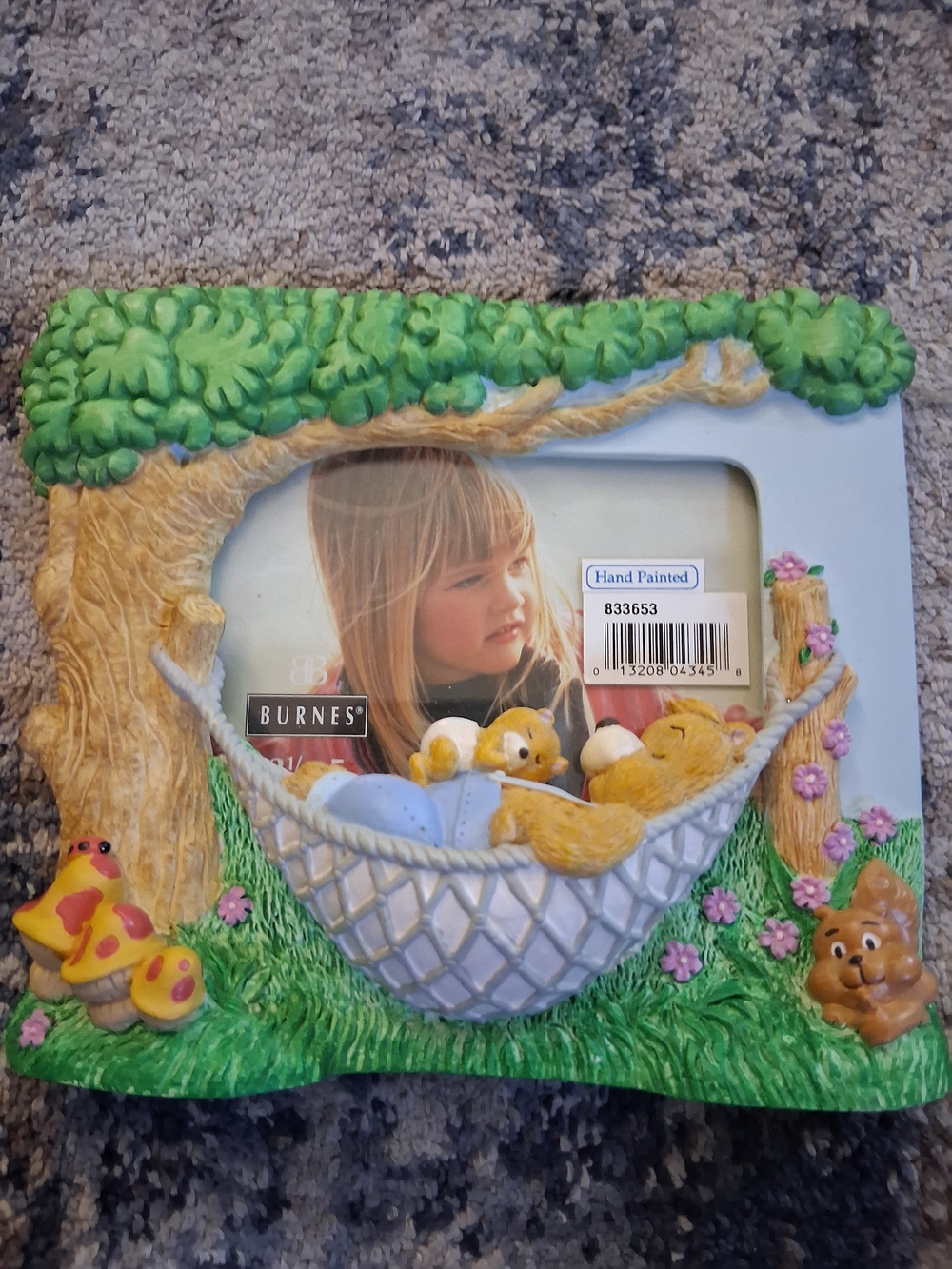 Hand-Painted Nursery Picture Frame in Green and Cream